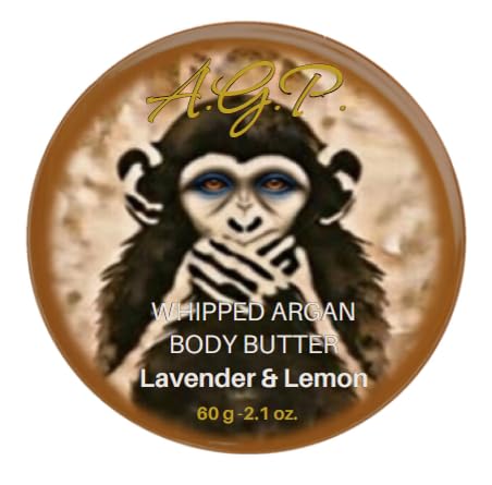Argan Body Butter - Travel size 60g, Rich Hydrating butter for dry skin. Natural, Organic, Waterless, Vegan, Cruelty Free and Free From synthetic fragrance, parabens or SLS (Lavender & Lemon)