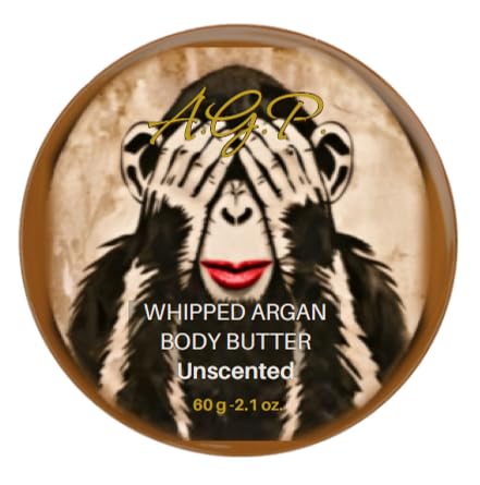 Argan Body Butter - Travel size 60g, Rich Hydrating butter for dry skin. Natural, Organic, Waterless, Vegan, Cruelty Free and Free From synthetic fragrance, parabens or SLS (Unscented)