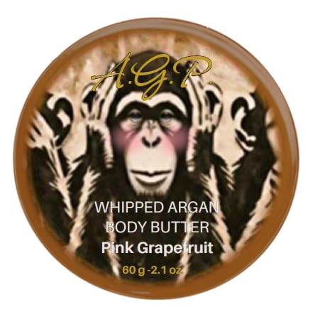 Argan Body Butter - Travel size 60g, Rich Hydrating butter for dry skin. Natural, Organic, Waterless, Vegan, Cruelty Free and Free From synthetic fragrance, parabens or SLS (Pink Grapefruit))